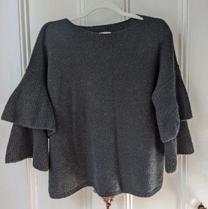 *Sold* Madewell ruffle sleeve black sweater